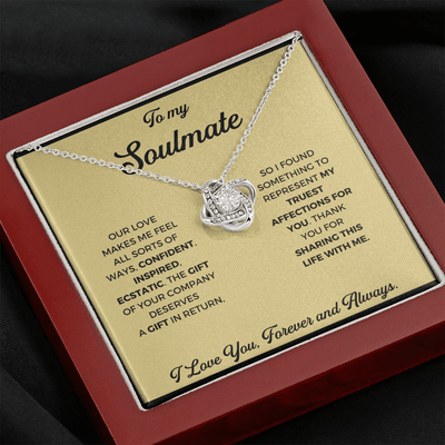 To My Soulmate - Thank You Gift - Love Knot Necklace, Thank You Gift From Boyfriend