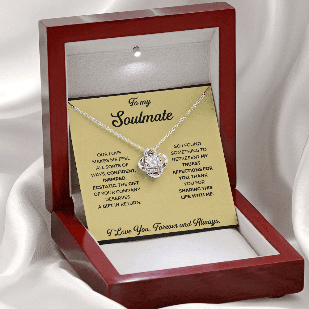To My Soulmate - Thank You Gift - Love Knot Necklace, Thank You Gift From Boyfriend