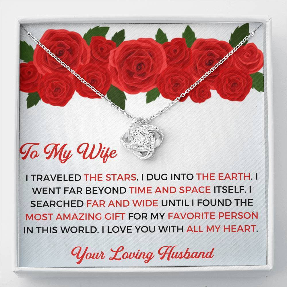 To My Wife - Thank You Gift - Love Knot Necklace Anniversary Gift Ideas For Her 2022