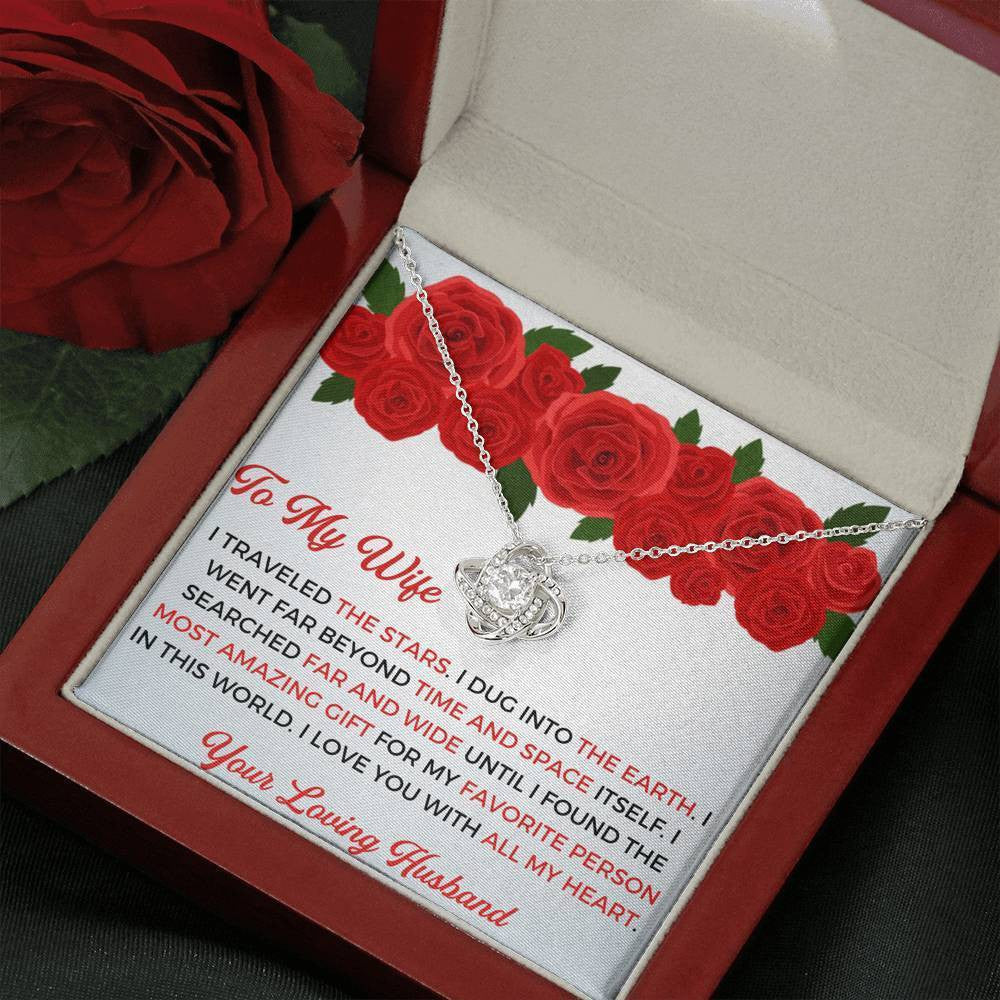 To My Wife - Thank You Gift - Love Knot Necklace Anniversary Gift Ideas For Her 2022