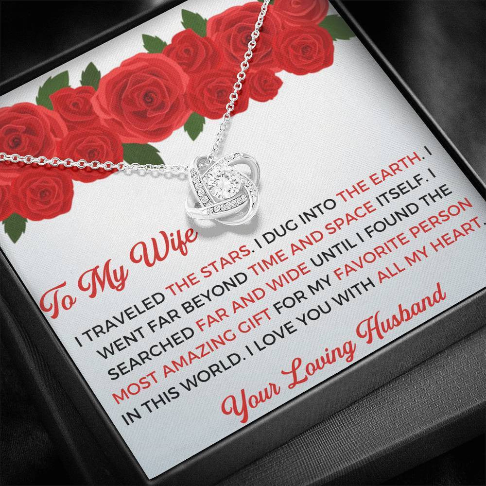 To My Wife - Thank You Gift - Love Knot Necklace Anniversary Gift Ideas For Her 2022