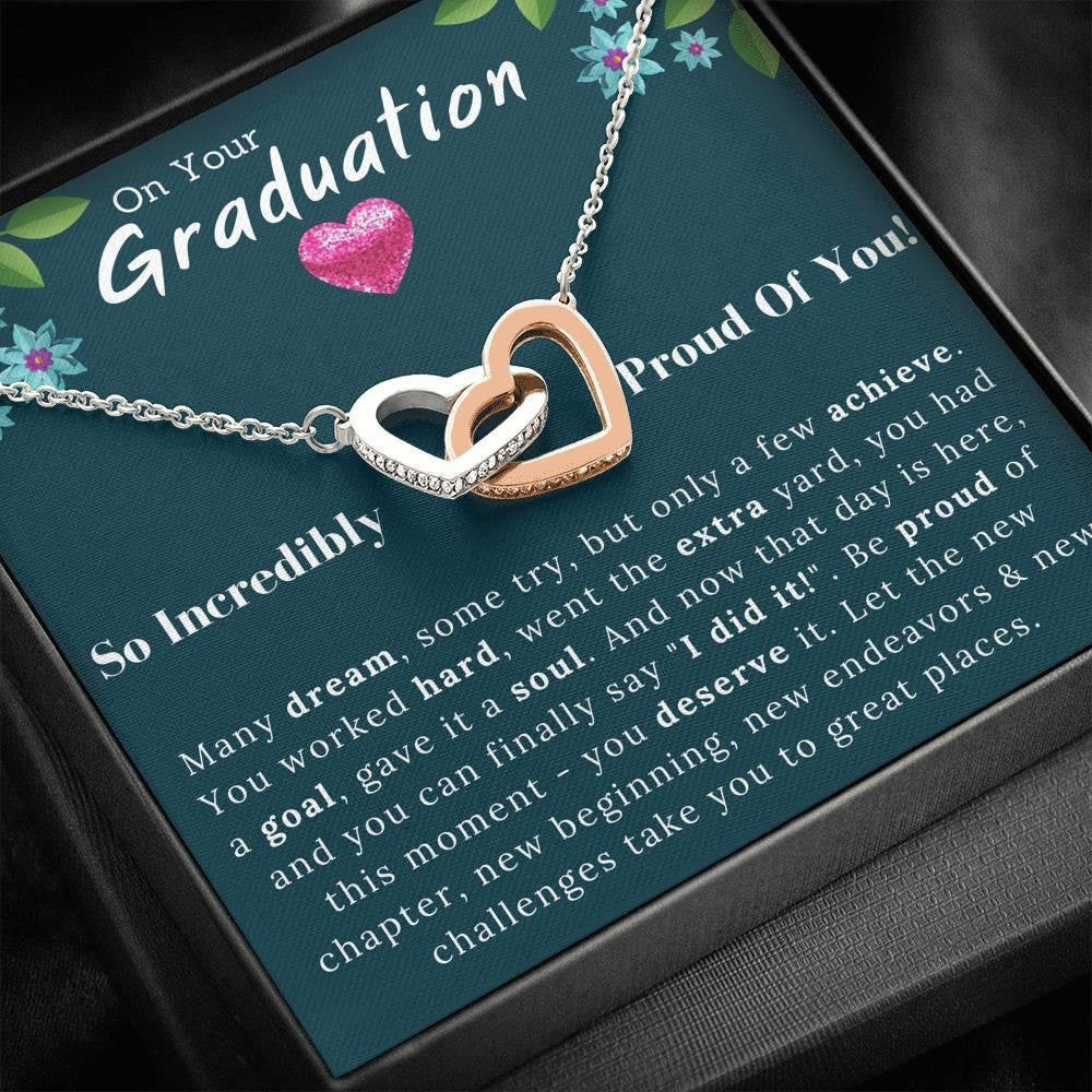 On Your Graduation Interlocking Hearts Necklace So Incredible Proud Of You Gift From Dad Mom