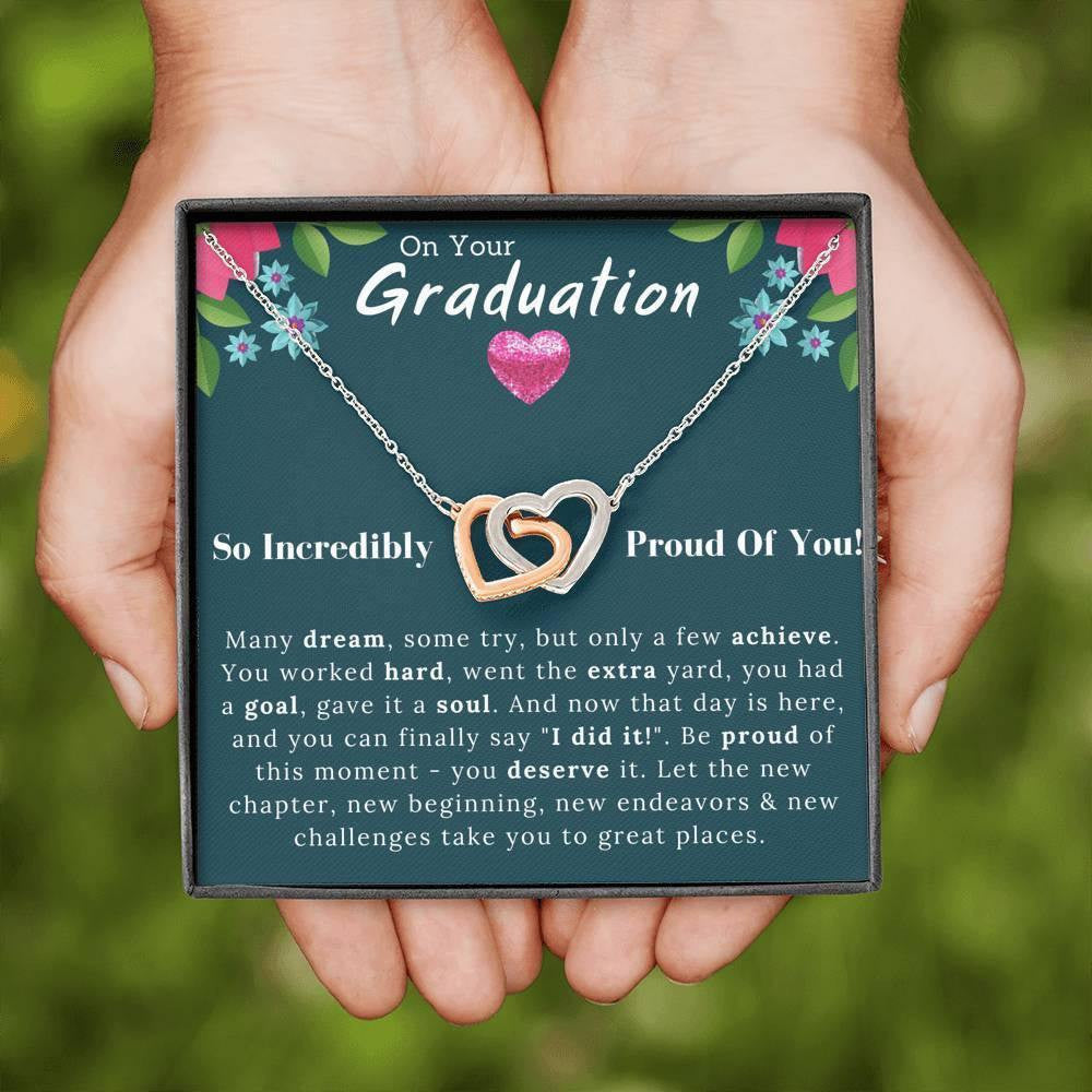 On Your Graduation Interlocking Hearts Necklace So Incredible Proud Of You Gift From Dad Mom