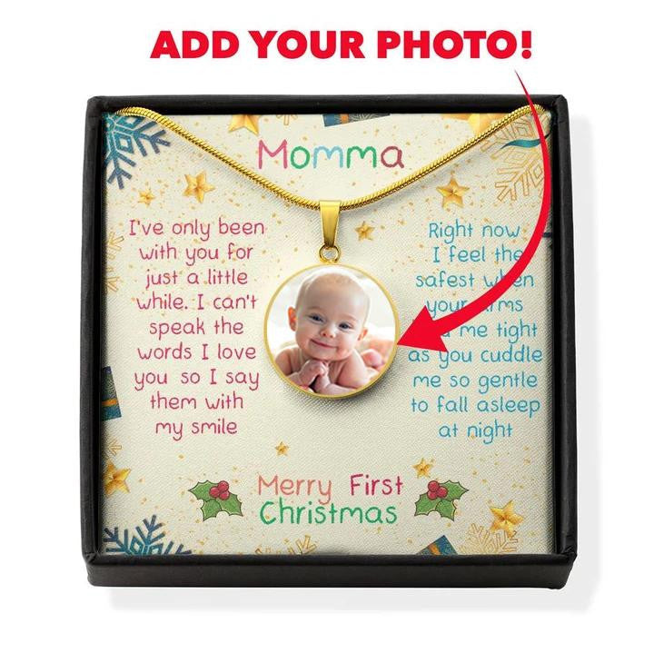 Merry First Christmas Momma - Luxury Circle Pendant Necklace Perfect Gift Idea For Her/Him