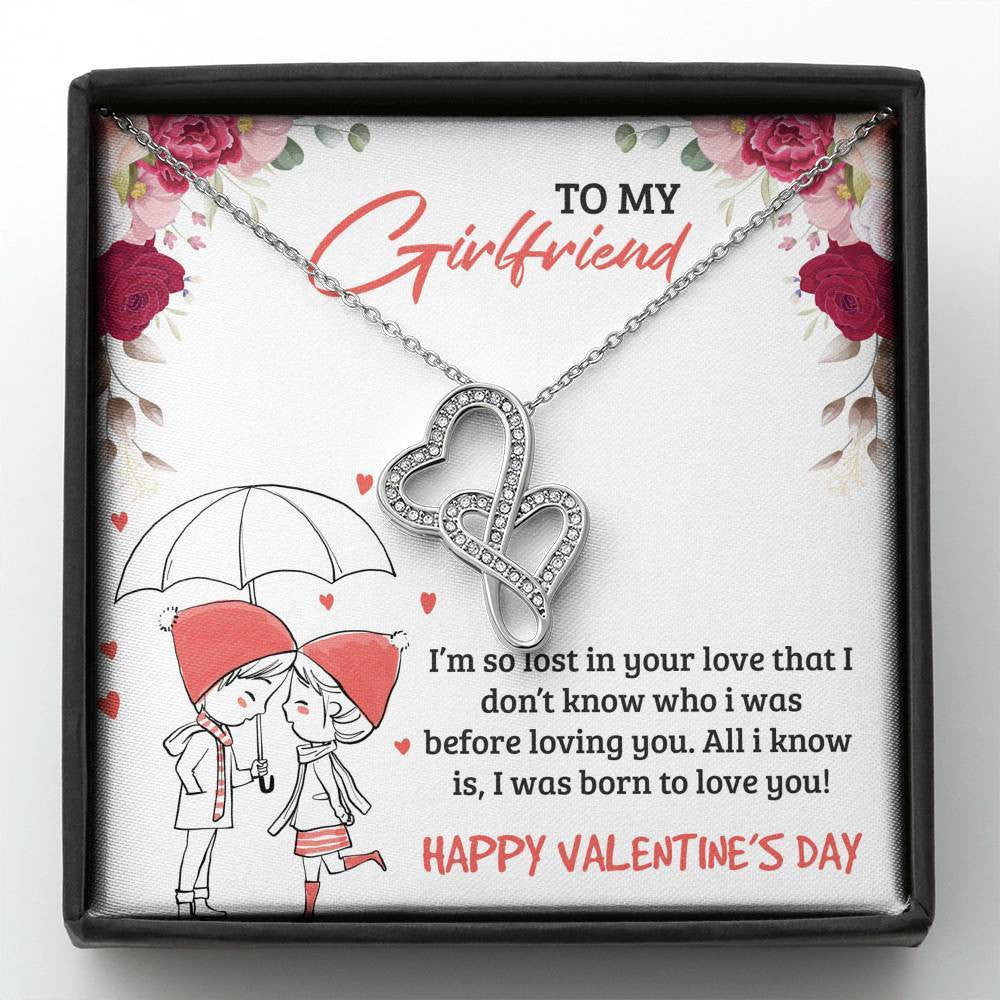 To My Girlfriend - Valentine Special Necklace - Double Heart Necklace