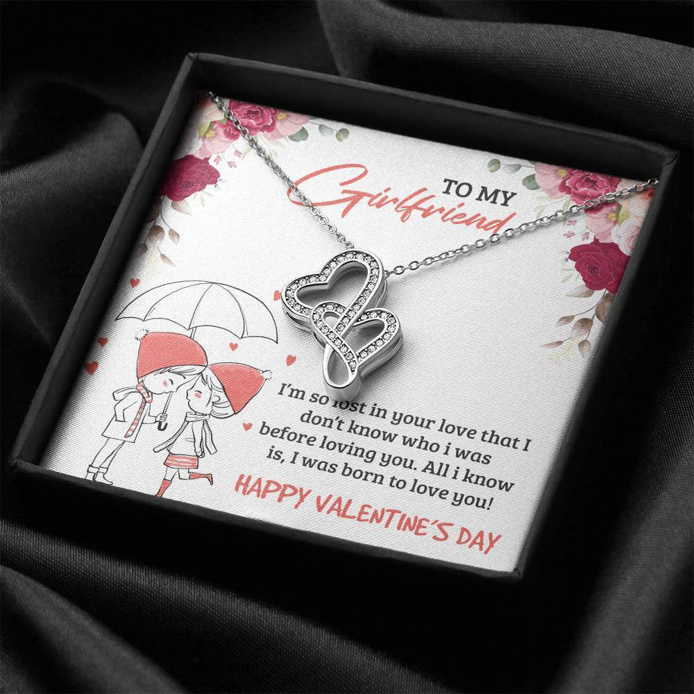 To My Girlfriend - Valentine Special Necklace - Double Heart Necklace