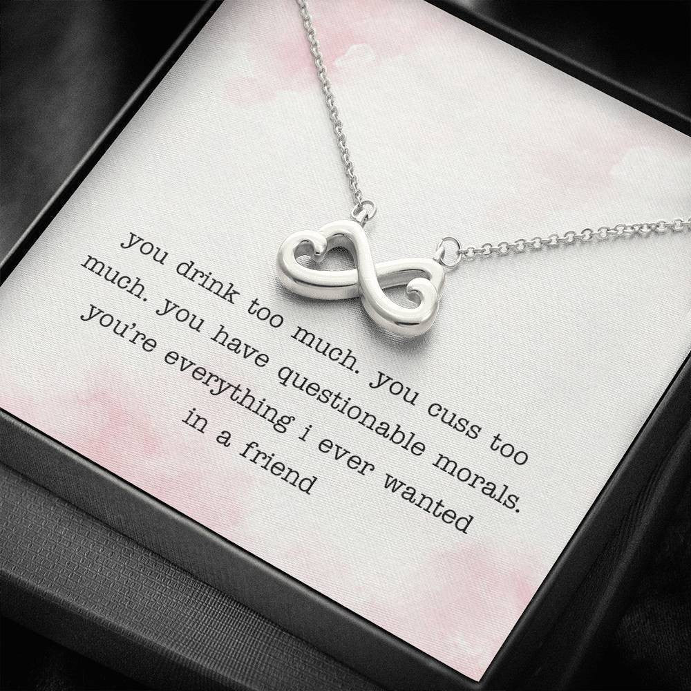 Funny Friend Message Card- Infinity Hearts Necklace Romantic Gift For Her