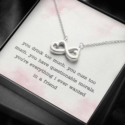 Funny Friend Message Card- Infinity Hearts Necklace Romantic Gift For Her
