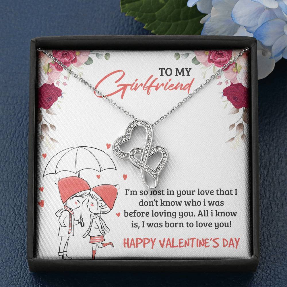 To My Girlfriend - Valentine Special Necklace - Double Heart Necklace
