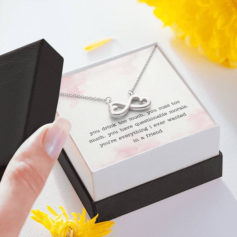 Funny Friend Message Card- Infinity Hearts Necklace Romantic Gift For Her