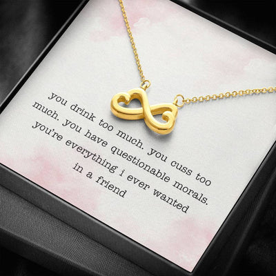 Funny Friend Message Card- Infinity Hearts Necklace Romantic Gift For Her