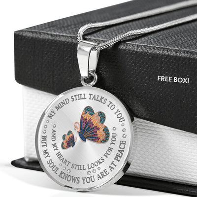 My Mind Still Talks To You, Butterfly, Luxury Chain - Luxury Circle Pendant Necklace Perfect Gift Idea For Her/Him