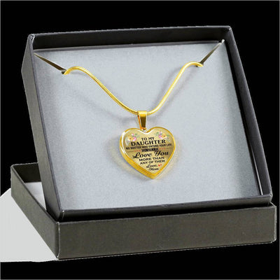 Heart Necklace For Daughter I Love You More Than Mom, Heart Pendant Necklace Gift For Her