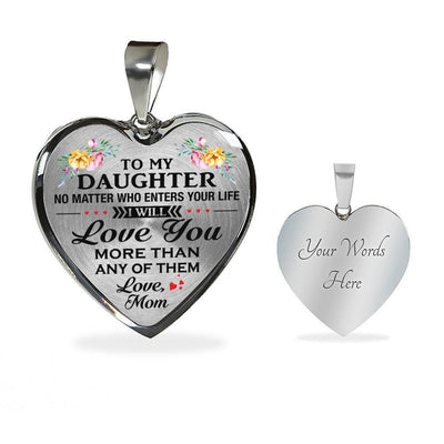 Heart Necklace For Daughter I Love You More Than Mom, Heart Pendant Necklace Gift For Her