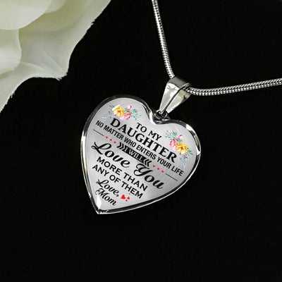 Heart Necklace For Daughter I Love You More Than Mom, Heart Pendant Necklace Gift For Her
