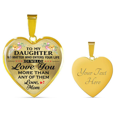 Heart Necklace For Daughter I Love You More Than Mom, Heart Pendant Necklace Gift For Her