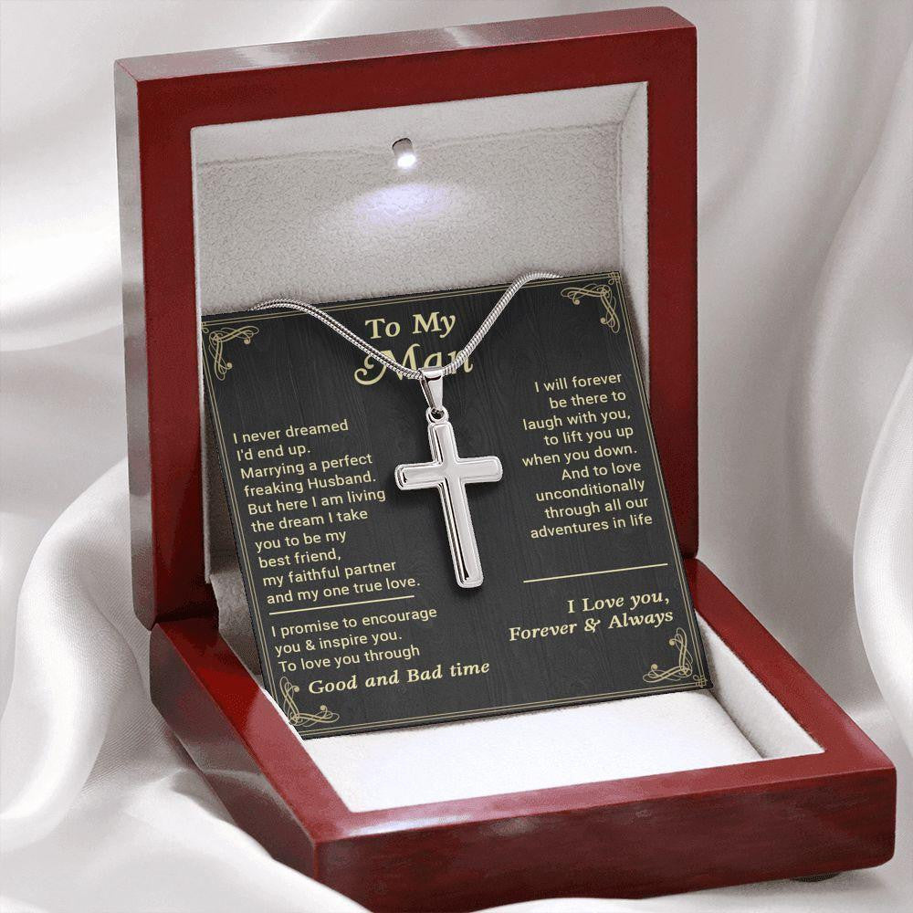 Cross Necklace, Gift For Husband, Love You Unconditionally Father's Day Gift