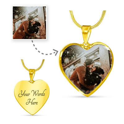Personalized Photo - Heart Necklace - Heart Pendant Necklace
