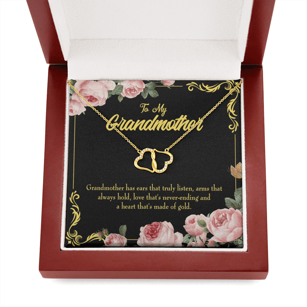 To My Grandma Grandmother Heart Of Gold Eternal Love 10K Solid Gold Heart Necklace Gift Set Diamonds Everlasting Love Luxury Box Gift From Him