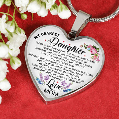 Necklace For Daughter My Dearest Daughter Mom's Gift - Heart Pendant Necklace