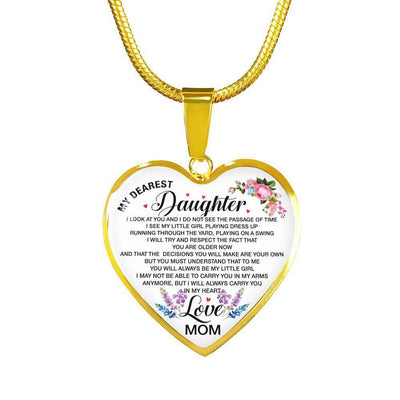 Necklace For Daughter My Dearest Daughter Mom's Gift - Heart Pendant Necklace