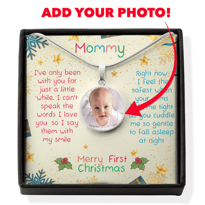 Merry First Christmas Mommy - Luxury Circle Pendant Necklace Perfect Gift Idea For Her/Him