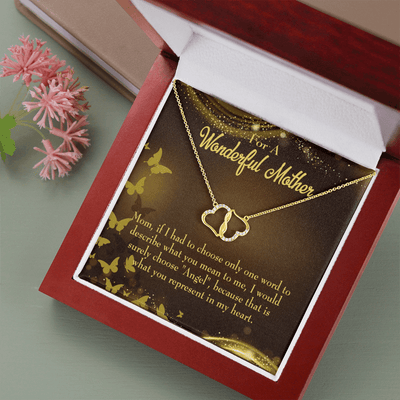 To My Mom  Angel Eternal Love 10K Solid Gold Heart Necklace Gift Set Diamonds Everlasting Love Luxury Box Gift From Him