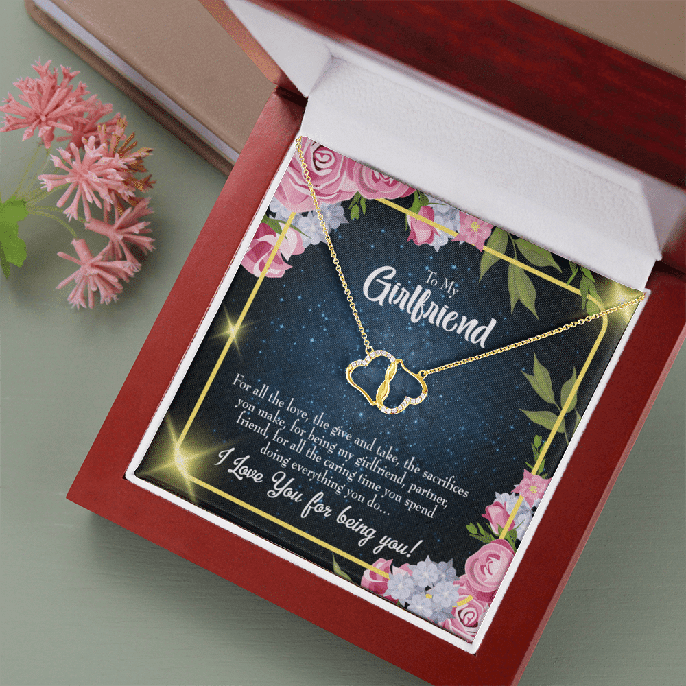 To My Girlfriend Being You Eternal Love 10K Solid Gold Heart Necklace W Pav� Set Diamonds - Everlasting Love with Luxury Box & MC