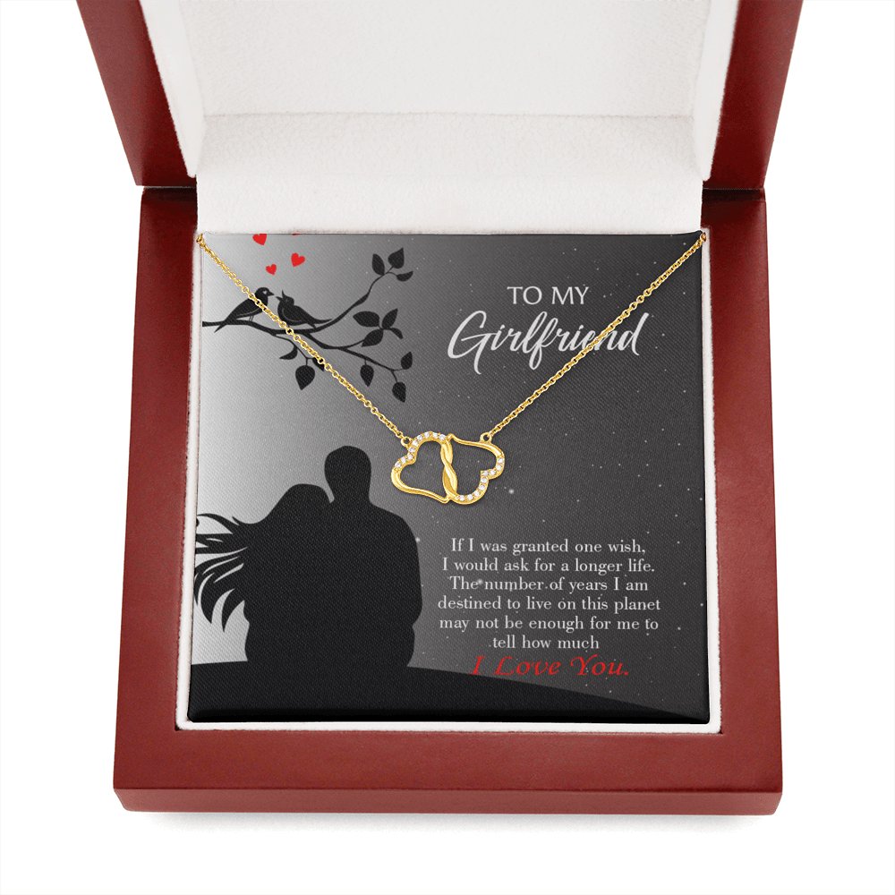 To My Girlfriend Longer Life Eternal Love 10K Solid Gold Heart Necklace W Pav� Set Diamonds - Everlasting Love with Luxury Box & MC