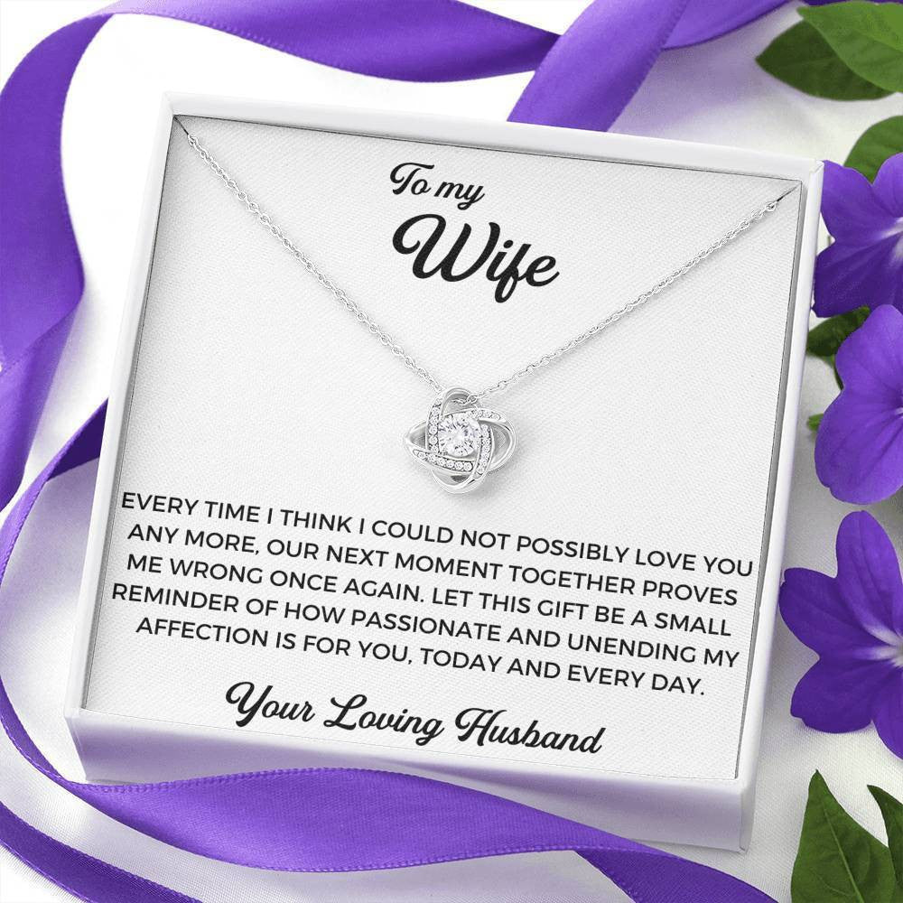 To My Wife - Thank You Gift - Love Knot Necklace Anniversary Love Messages Gift Ideas For Mom Momi Wife Woman