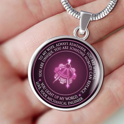 You Light Up My World. Love,Your Mechanical Engineer - Luxury Circle Pendant Necklace Perfect Gift Idea For Her/Him