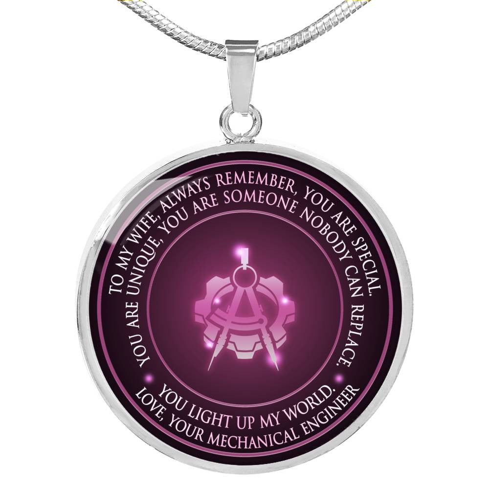 You Light Up My World. Love,Your Mechanical Engineer - Luxury Circle Pendant Necklace Perfect Gift Idea For Her/Him