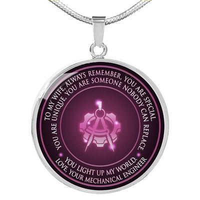 You Light Up My World. Love,Your Mechanical Engineer - Luxury Circle Pendant Necklace Perfect Gift Idea For Her/Him