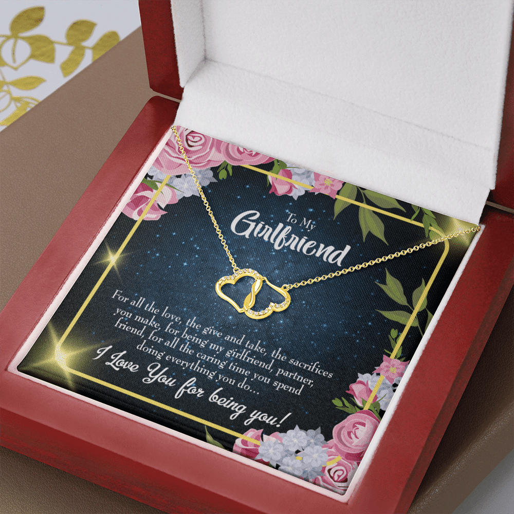 To My Girlfriend Being You Eternal Love 10K Solid Gold Heart Necklace W Pav� Set Diamonds - Everlasting Love with Luxury Box & MC
