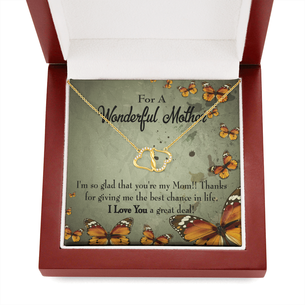 To My Mom I'm So Glad Eternal Love 10K Solid Gold Heart Necklace Gift Set Diamonds Everlasting Love Luxury Box Gift From Him