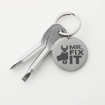 Funny Screwdriver Keychain Gift For Dad - Mr. Fix it Quote Gift Fathers day Gift From Son Daughter