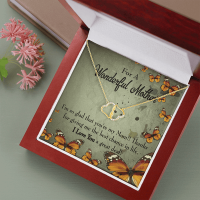 To My Mom I'm So Glad Eternal Love 10K Solid Gold Heart Necklace Gift Set Diamonds Everlasting Love Luxury Box Gift From Him
