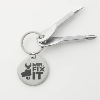 Funny Screwdriver Keychain Gift For Dad - Mr. Fix it Quote Gift Fathers day Gift From Son Daughter