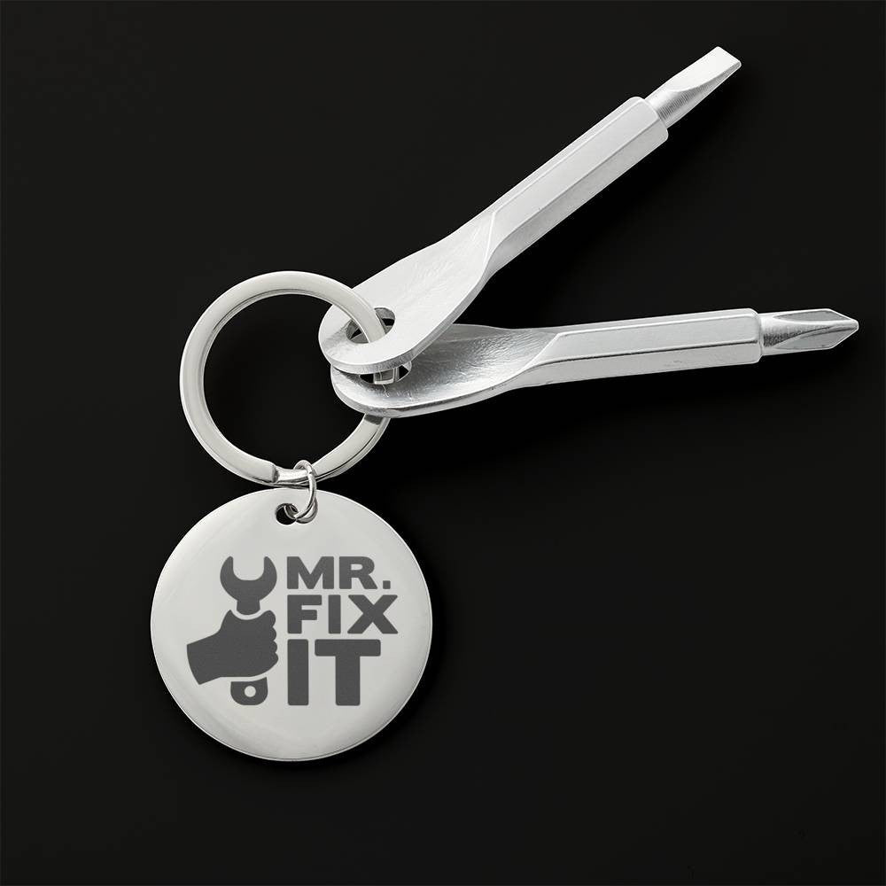 Funny Screwdriver Keychain Gift For Dad - Mr. Fix it Quote Gift Fathers day Gift From Son Daughter