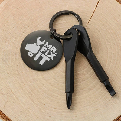 Funny Screwdriver Keychain Gift For Dad - Mr. Fix it Quote Gift Fathers day Gift From Son Daughter