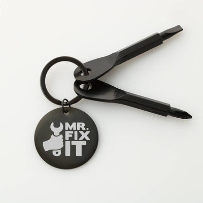 Funny Screwdriver Keychain Gift For Dad - Mr. Fix it Quote Gift Fathers day Gift From Son Daughter