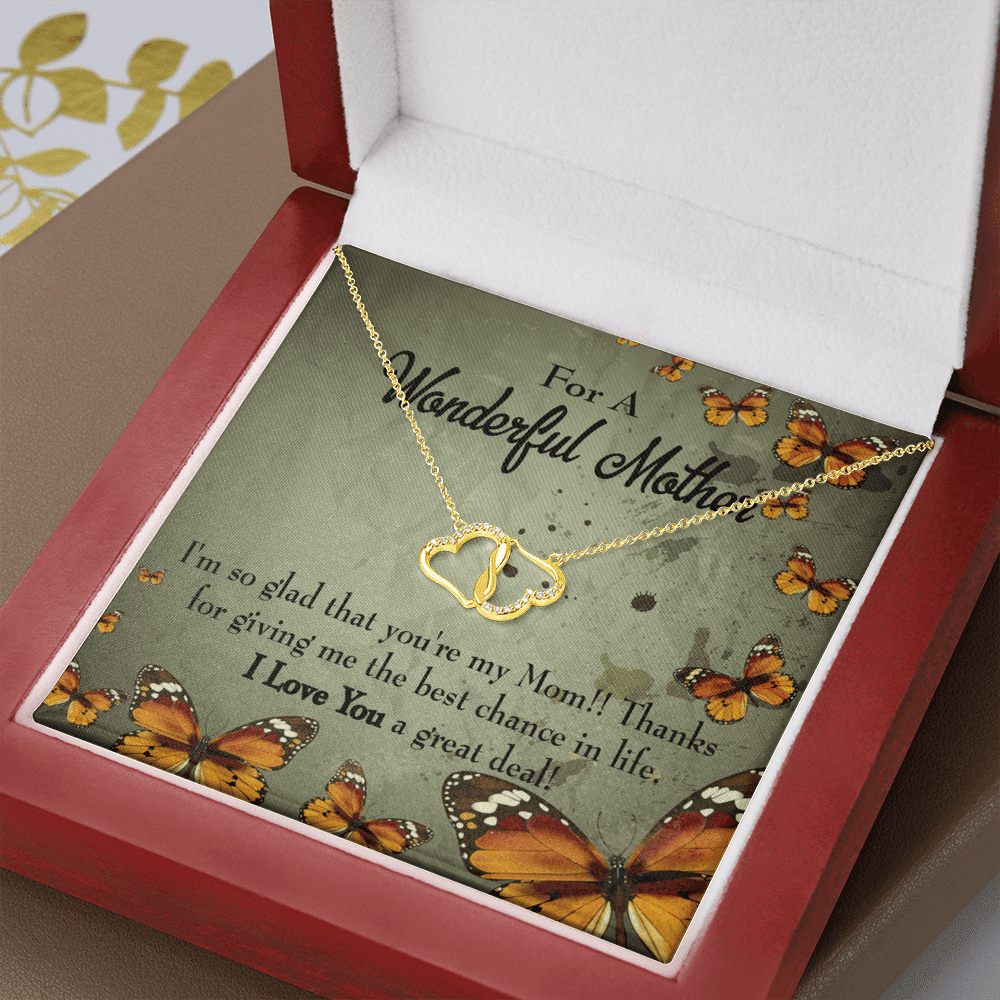 To My Mom I'm So Glad Eternal Love 10K Solid Gold Heart Necklace Gift Set Diamonds Everlasting Love Luxury Box Gift From Him