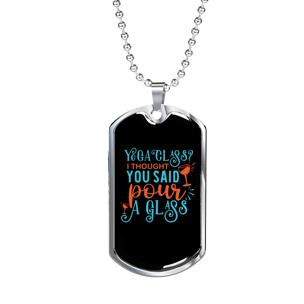 Yoga Glass Christian Necklace Dog Tag 24" Chain - Luxury Love Messages Dog Tag Gifts For Him