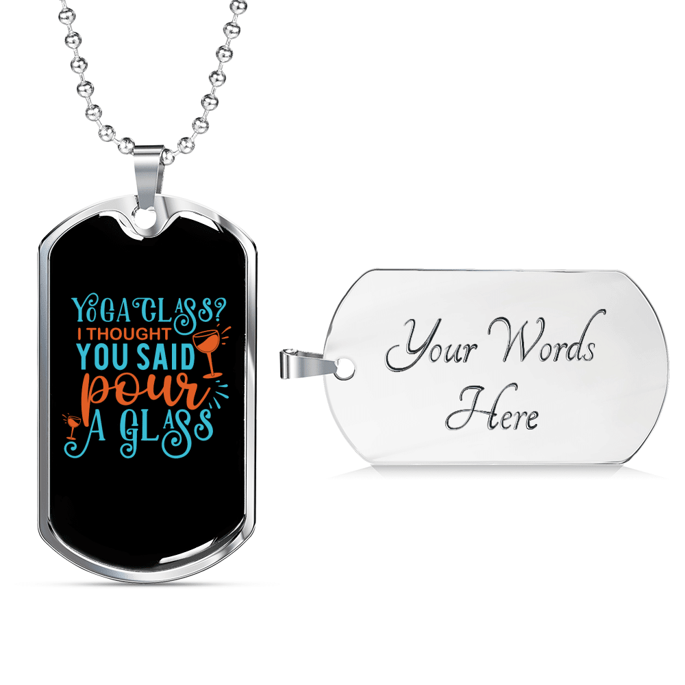 Yoga Glass Christian Necklace Dog Tag 24" Chain - Luxury Love Messages Dog Tag Gifts For Him
