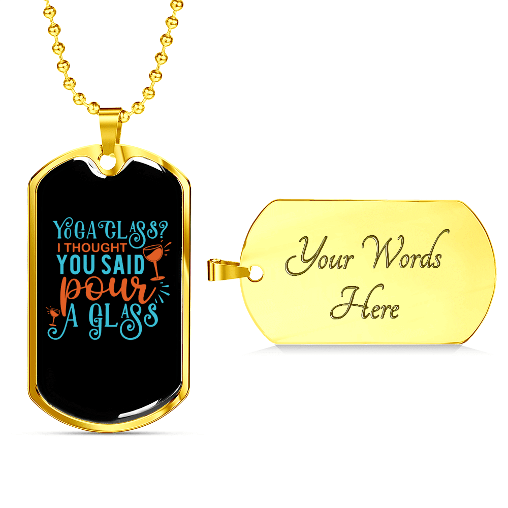 Yoga Glass Christian Necklace Dog Tag 24" Chain - Luxury Love Messages Dog Tag Gifts For Him