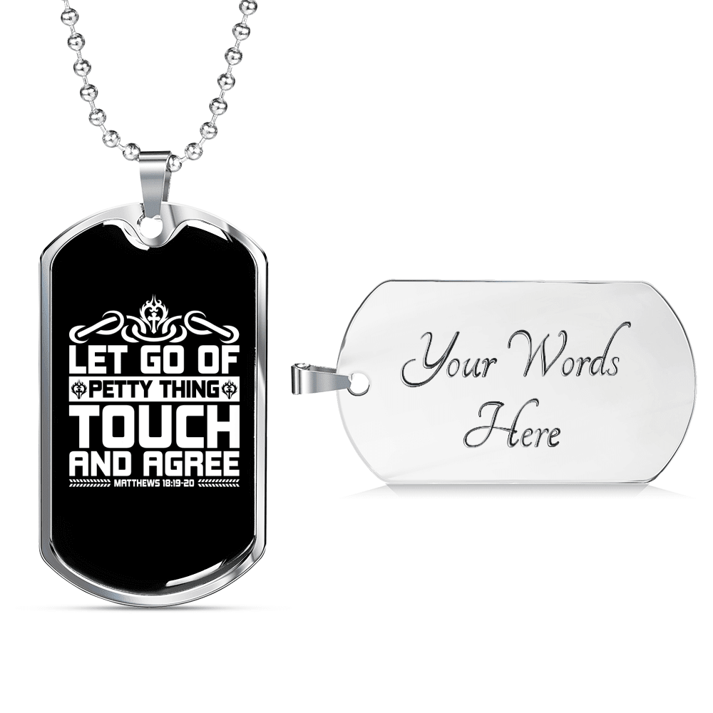 Petty Thing Touch Christian Necklace Dog Tag 24" Chain - Luxury Love Messages Dog Tag Gifts For Him