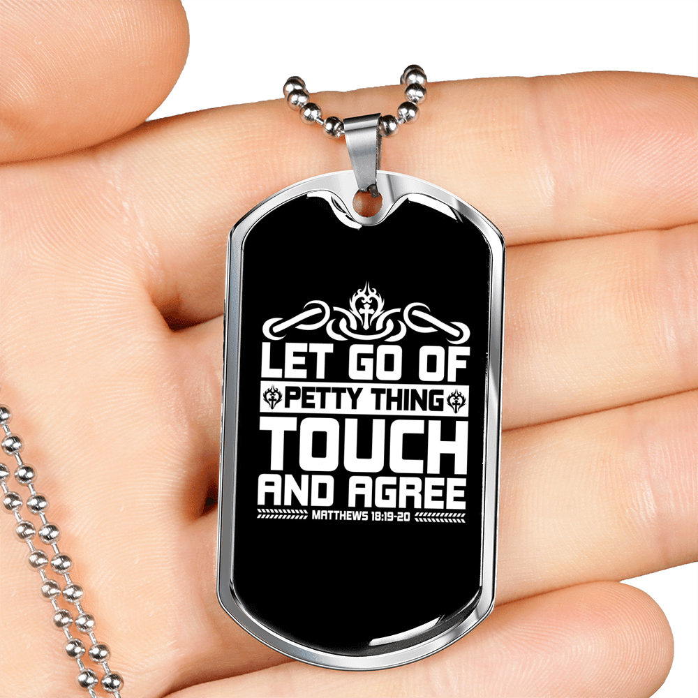 Petty Thing Touch Christian Necklace Dog Tag 24" Chain - Luxury Love Messages Dog Tag Gifts For Him
