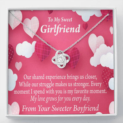 To My Girlfriend Every Moment Spent With You Love Knot Pendant Necklace Stainless Steel W Cz Stone - Luxury Love Knot Necklace Meanful Gift Idea For Her/Him