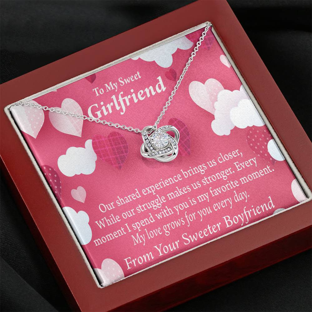 To My Girlfriend Every Moment Spent With You Love Knot Pendant Necklace Stainless Steel W Cz Stone - Luxury Love Knot Necklace Meanful Gift Idea For Her/Him