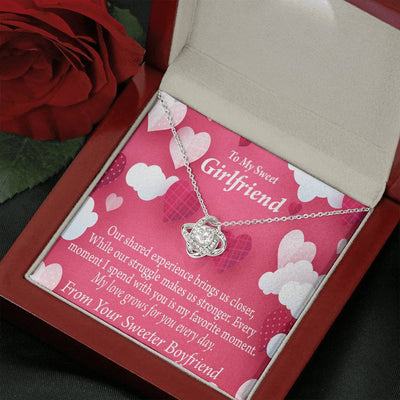 To My Girlfriend Every Moment Spent With You Love Knot Pendant Necklace Stainless Steel W Cz Stone - Luxury Love Knot Necklace Meanful Gift Idea For Her/Him